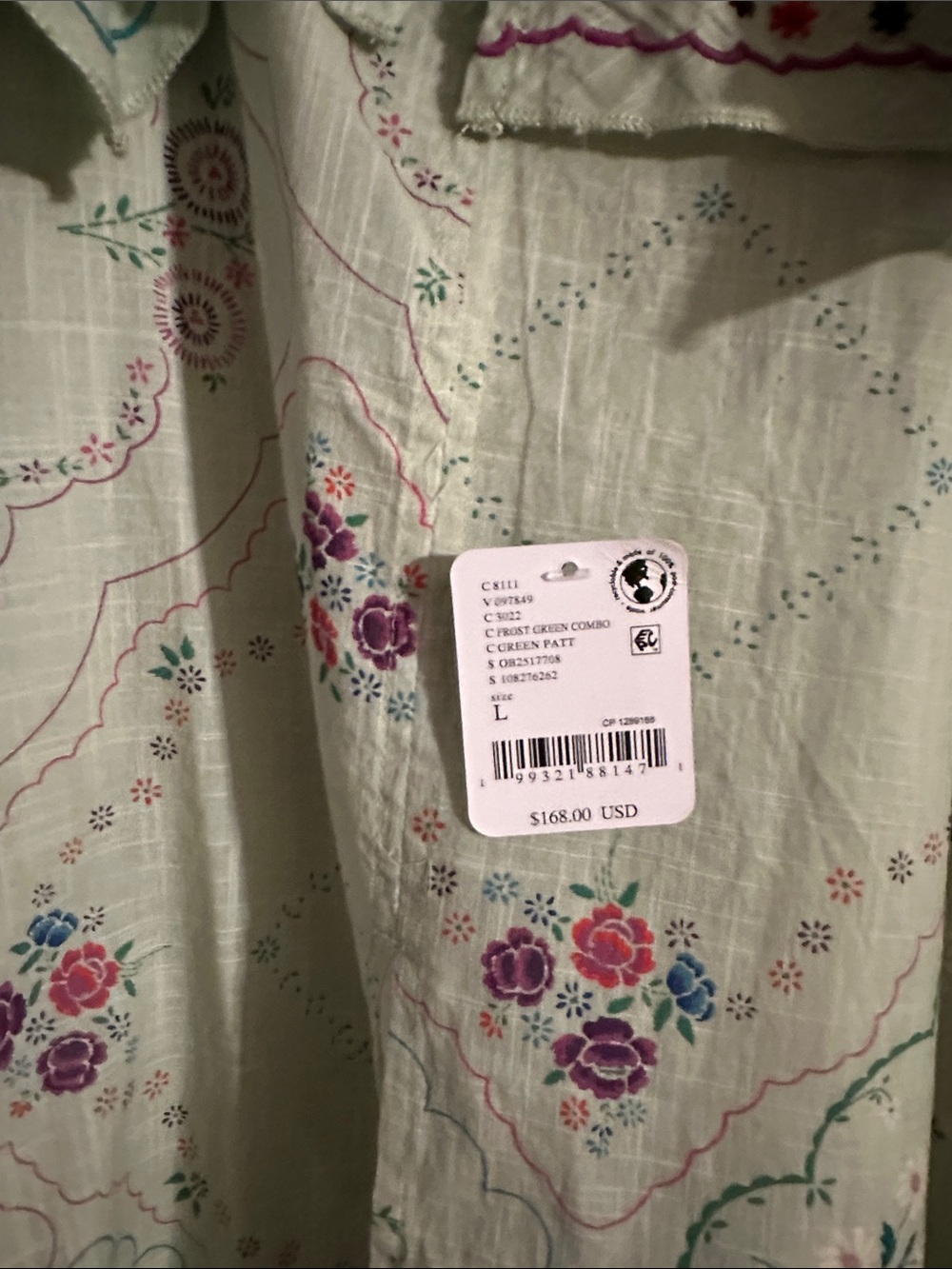 Free People Light Green Embroidered Floral tunic - Picture 7 of 11